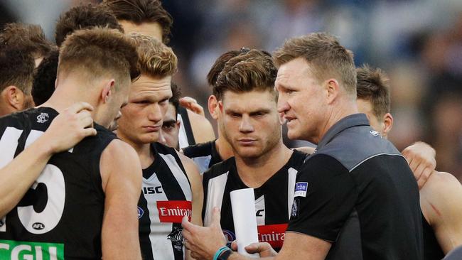 The Magpies aren’t going down without a fight, which is good news for Nathan Buckley. Picture: Getty Images