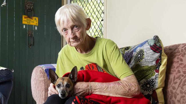 Teresa Koschanowski with Lily after a dog attack in Carindale Picture: Richard Walker