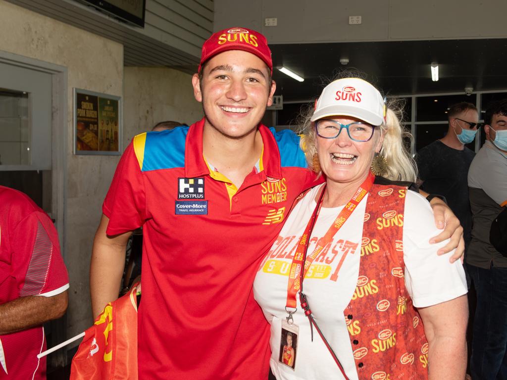 Dylan Thompson, Dani Watson from Gold Coast at the Suns AFLW game at Harrup Park.Picture: Michaela Harlow