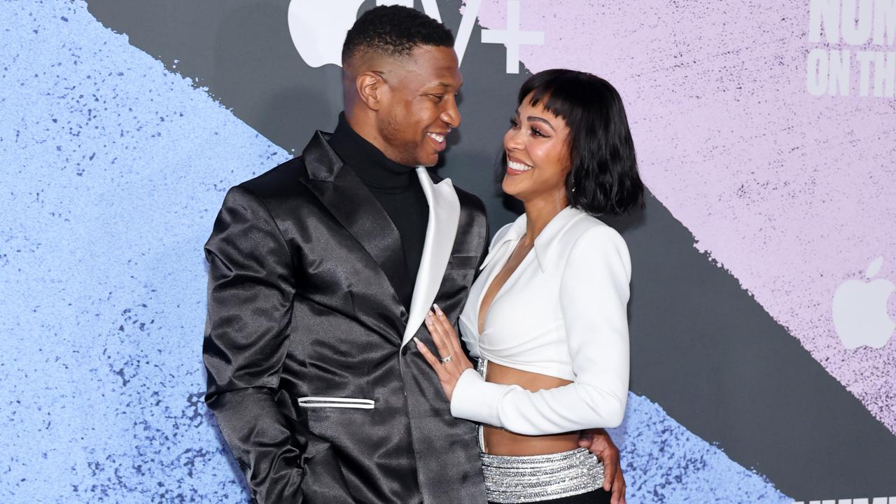 Jonathan Majors and his partner, actress Meagan Good. Picture: Getty.