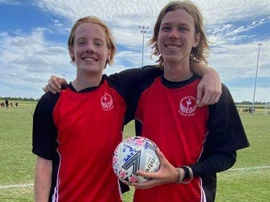 WIDE BAY WINNERS: Gympie players Mason Drescher and Jake Nalder (captain) after taking out the bronze medal at the Qld state schools championships at Hervey Bay. Tristan Venz of Gympie was also part of the team but unfortunately missed out on playing in the final due to injury.