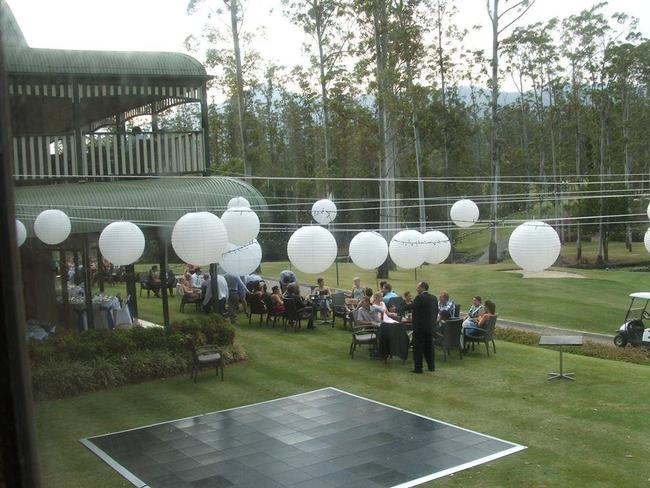 The lawn outside the restaurant at Bonville Golf Resort, Coffs Harbour where John Kennerley fell and injured himself while taking a photograph.