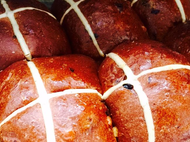 Bowan Island bakery hot cross buns. Supplied