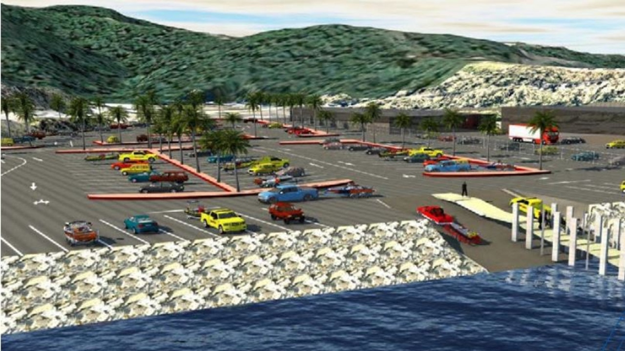 A concept design of boat trailer parking at the redeveloped Shute Harbour marine terminal. Picture: WRC