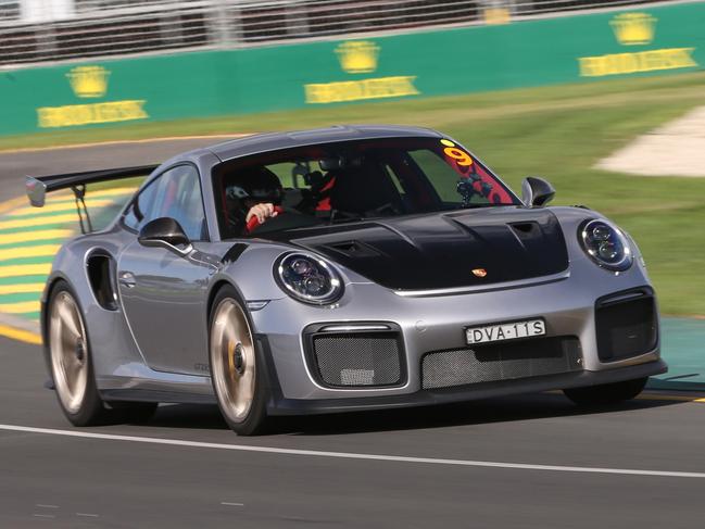 Photo of Paul Gover driving the Porsche GT2 RS at the Melbourne Grand Prix circuit before the 2018 Australian Grand Prix.