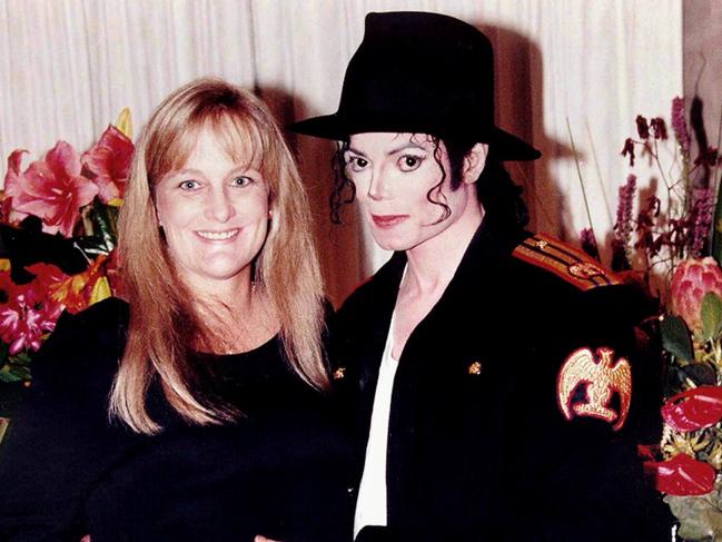 Michael Jackson with his wife Debbie Rowe posing after their wedding ceremony in Sydney. Picture: supplied