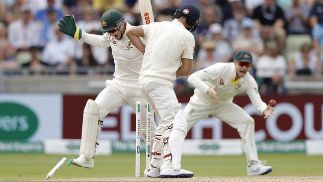 Moeen Ali is bowled by Nathan Lyon. Picture: Getty Images