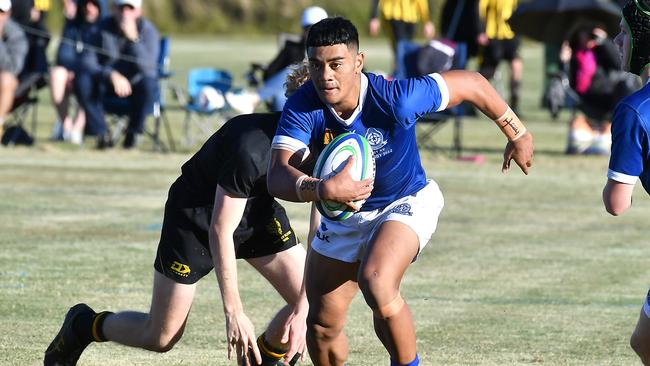 St Edmunds player Tafito Falaniko Ah-Ki AIC rugby game between St Edmunds college and St Laurence. Saturday June 11, 2022. Picture, John Gass