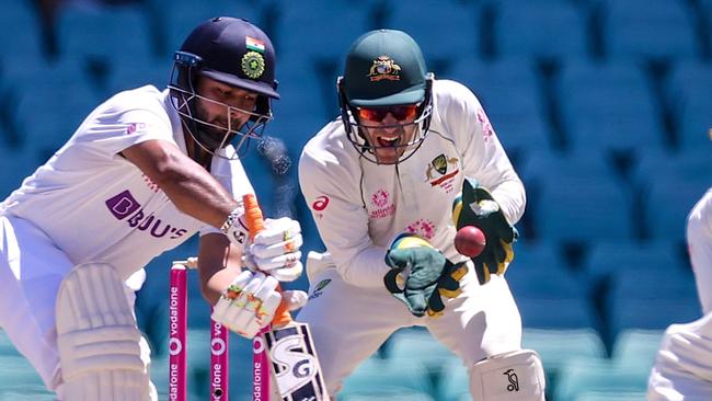 Tim Paine keeping during the third Test match against India at the SCG in January 2021. Picture: AFP