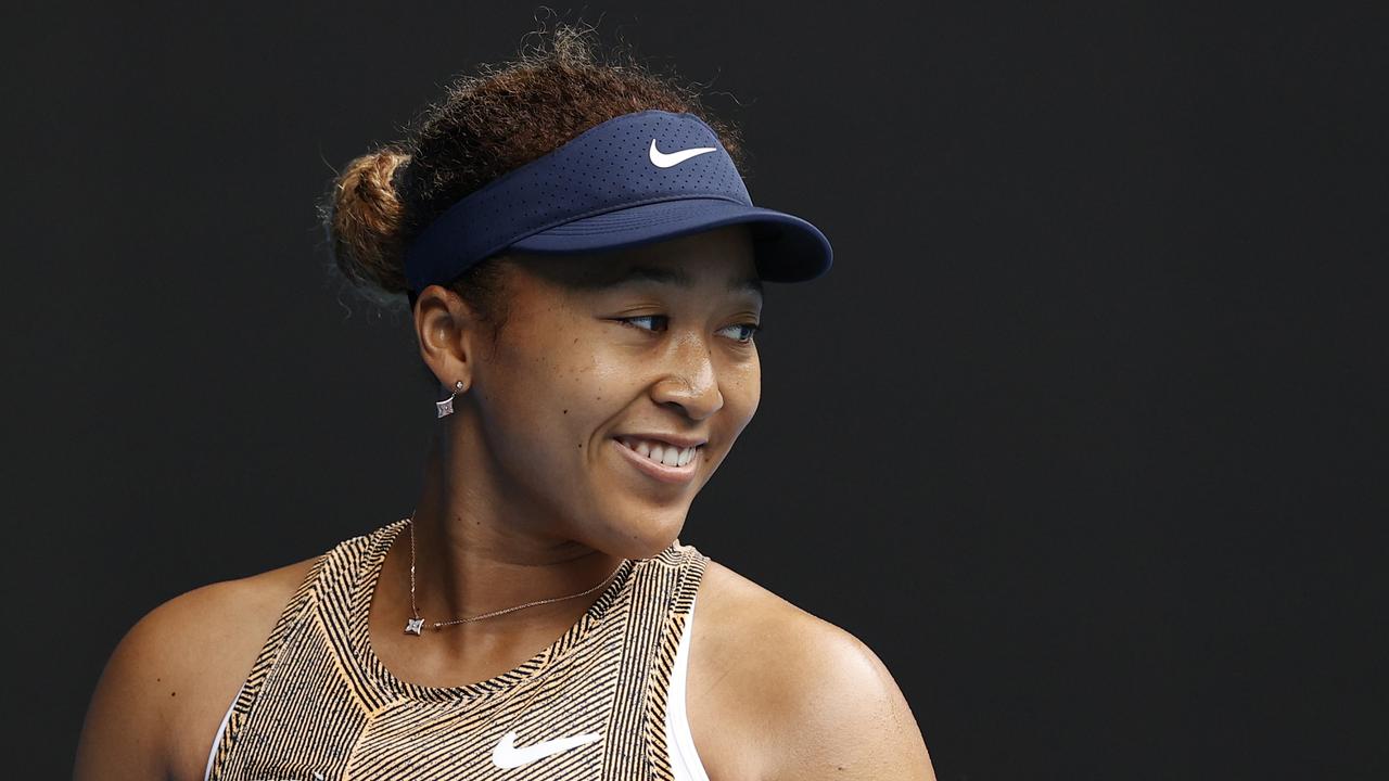 Naomi Osaka was all smiles in her return to the court on Tuesday. Picture: Getty Images