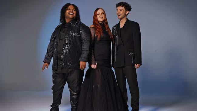 Australian Idol grand finalists Royston Sagigi-Baira, Phoebe Stewart and Josh Hannan. Picture: Sam Ruttyn