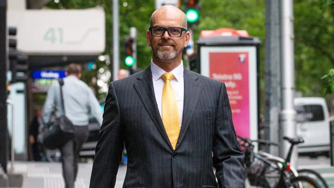 Former Victoria Police Chief Commissioner Simon Overland arrives at the Lawyer X Royal Commission. Picture: Mark Stewart