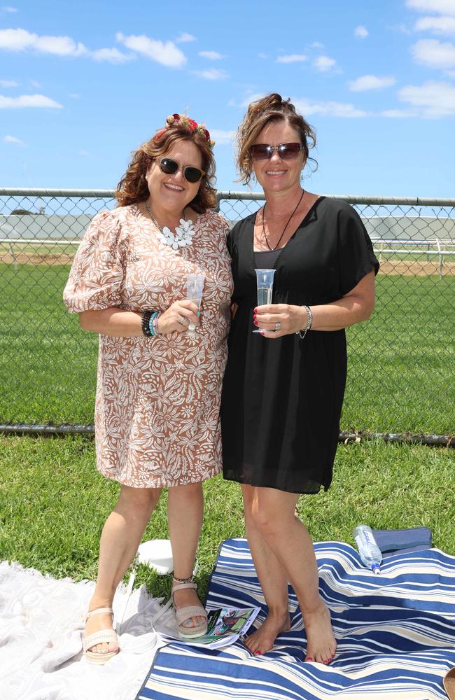 MELBOURNE, AUSTRALIA – DECEMBER 8 2024 Kim and Wendy attend the Werribee Cup in Werribee on December 8th, 2024. Picture: Brendan Beckett