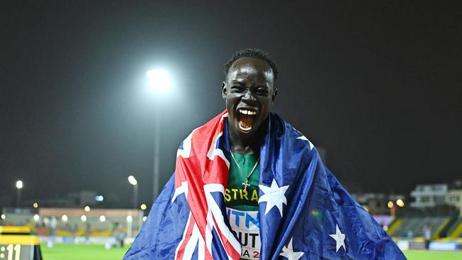 Australia's Gout Gout, 16, powered home for silver in the 200m final with a personal best time of 20.60 at the World Athletics U20 Championships in Lima. Photo: X