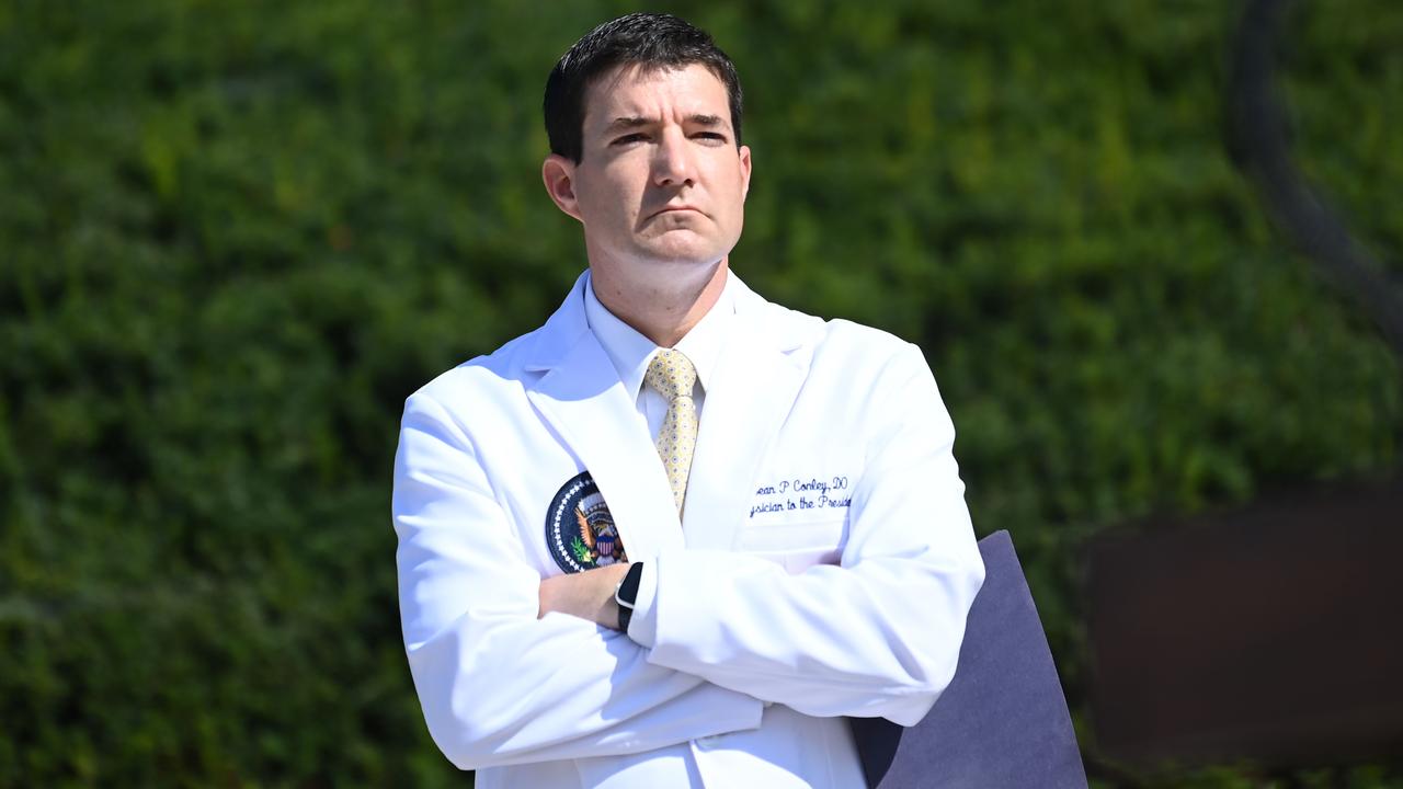 White House physician Sean Conley waits to answer questions during an update on the condition of US President Donald Trump. Picture: AFP