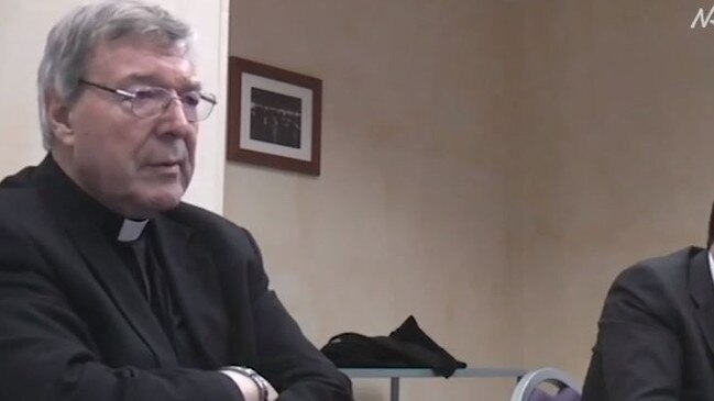 George Pell in his police interview in Rome. 