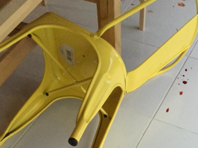 Supplied photo showing the Fantastic Furniture Worx chair on which Fairfield West man Mark Bulman cut off his toe. Picture: Supplied