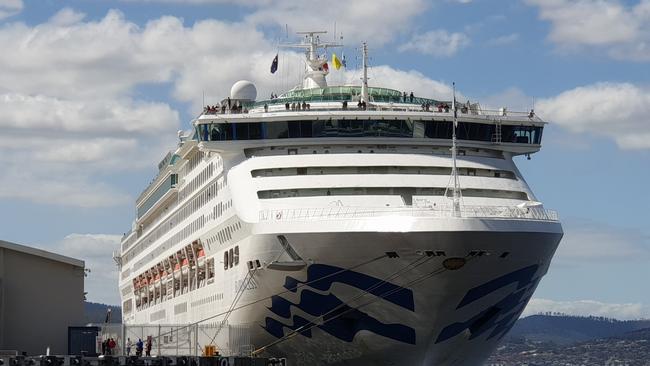 Sea Princess if the first cruise ship to dock in Hobart for the new season. Picture: JASE EVANS