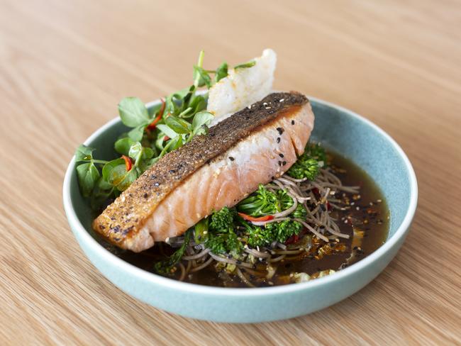 Confit salmon and soba noodles at Lenny cafe. Picture: Jacqui Wilkins