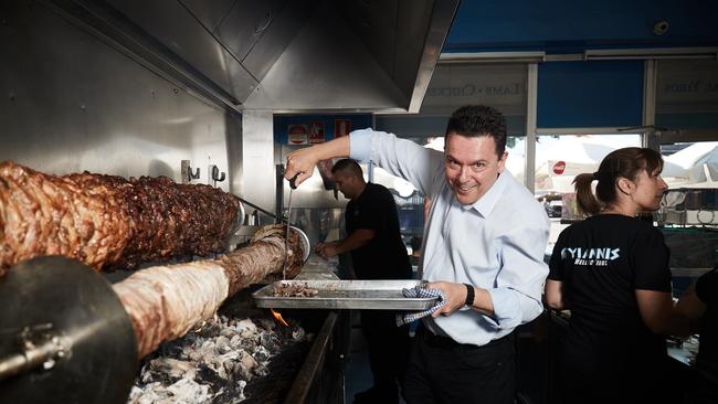 Nick Xenophon poses for a picture at Yianni's on Hindley in Adelaide, Thursday, Dec. 21, 2017. (AAP Image/MATT LOXTON)