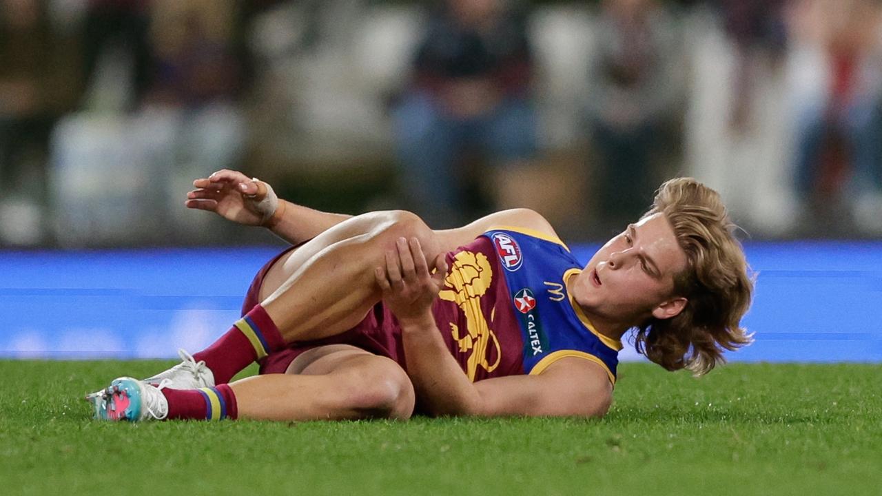 Brisbane’s win was soured by Will Ashcroft‘s knee injury. Picture: Russell Freeman/AFL Photos