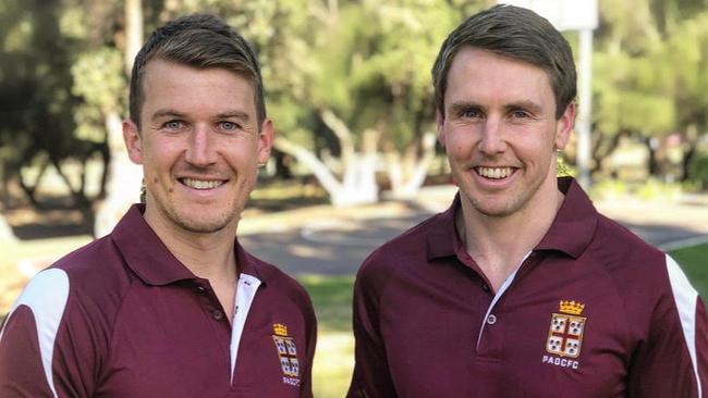 Prince Alfred OC coach Craig Pitt (right) with star player Jack Trengove. Picture: Prince Alfred OC Football Club