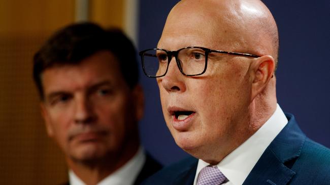 SYDNEY, AUSTRALIA - NewsWire Photos JUNE 19, 2024: Federal Opposition leader Peter Dutton during a joint press conference with Angus Taylor, Susan Ley, David Littleproud and Ted OÃBrien on Wednesday. Picture: NewsWire / Nikki Short