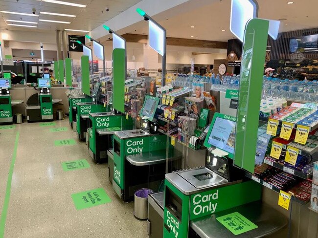 Coles and Woolworths have increased security measures in response to rising thefts at self-service tills. Picture: Supplied