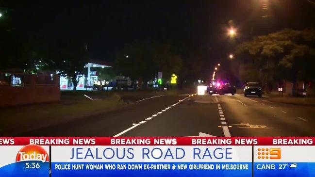 It's believed a woman has tried to mow down her former partner and his new girlfriend during a wild hit and run