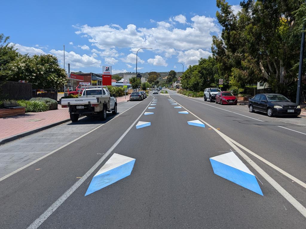 3D lane markings on Magill Road in Adelaide. Picture: Supplied