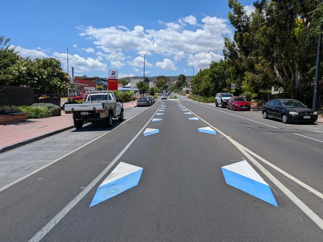 3D lane markings on Magill Road in Adelaide. Picture: Supplied