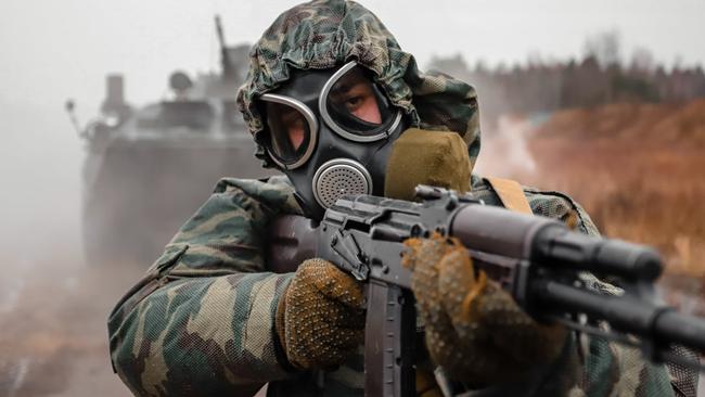 Russian soldiers from the chemical warfare unit.