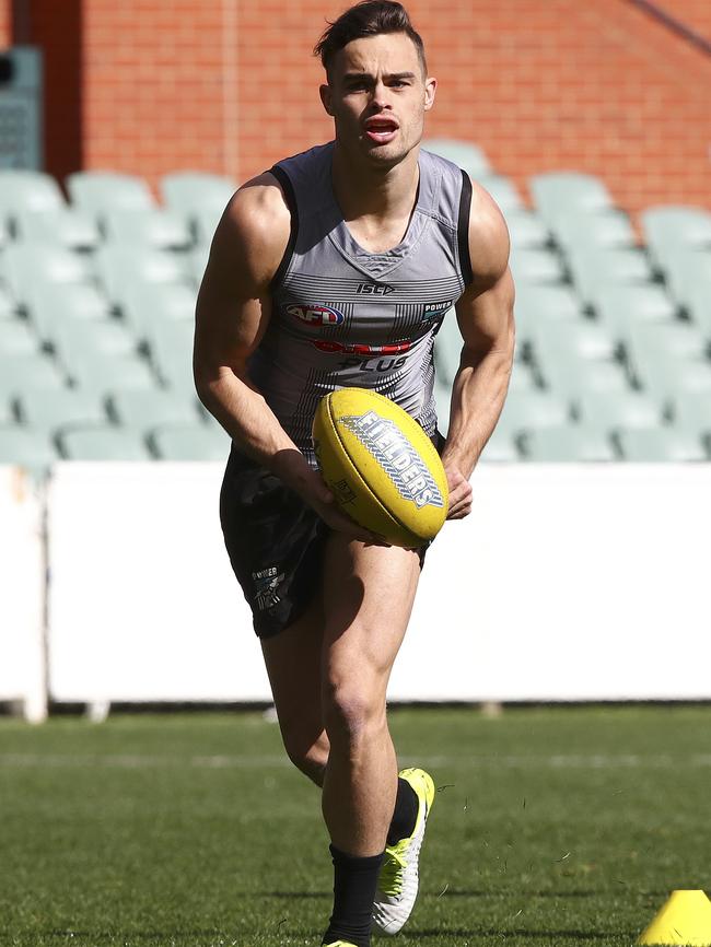 Karl Amon led the way for Port Adelaide in the time trial. Picture Sarah Reed