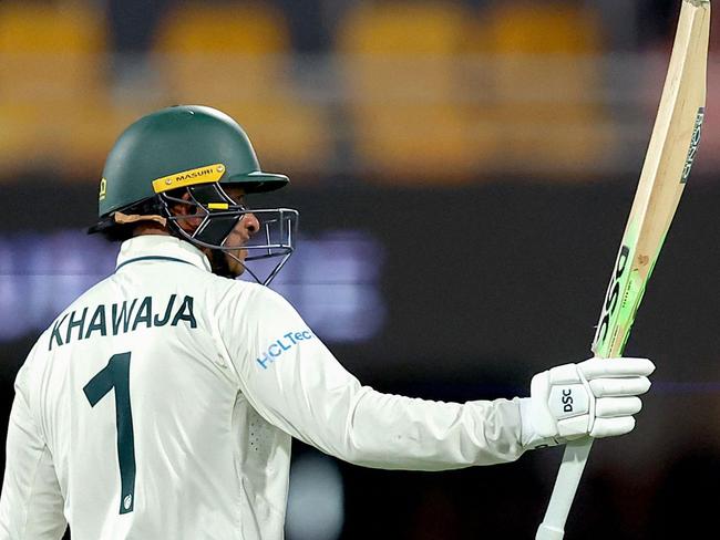 Usman Khawaja loves how the Gabba has a natural wicket, rather than a drop-in pitch. Picture: AFP