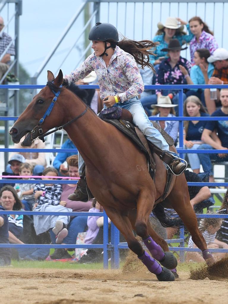 Gympie Bull n Bronc - Open Barrel Race, Olivia Kendal. Picture: Shane Zahner