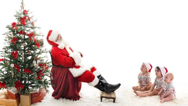 Haiden, Harlow and Henry with Santa: Tiffany Jade Photography 2021 - Gladstone. Sent in by their mum, Cassandra Hobbs.