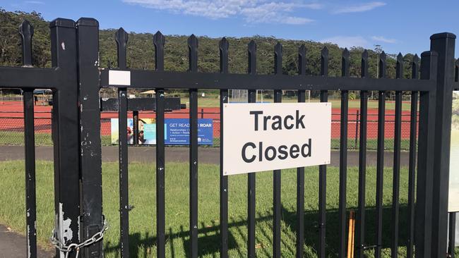 The synthetic athletics track at the NSW Government's Sydney Academy of Sport on Wakehurst Parkway, Narrabeen, has been closed since December 2023. Picture: Jim O’Rourke