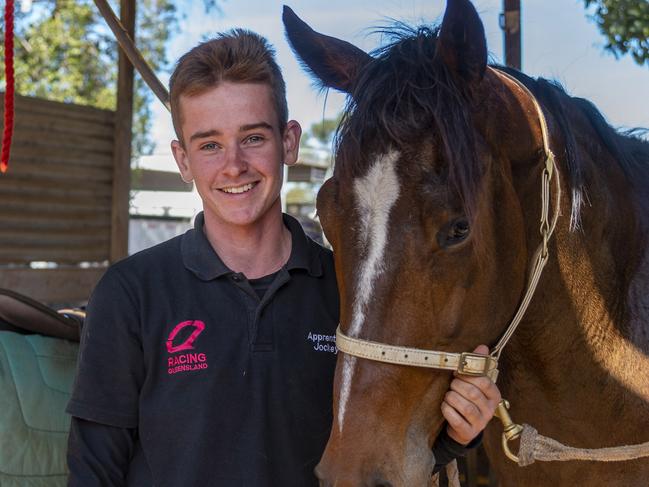 FOR QWEEKEND:  Moranbah, 21 Jun 22, Tyler Leslight, Sex Change Jockey wins Championship.Apprentice Tyler Leslight. Photo : Daryl Wright.