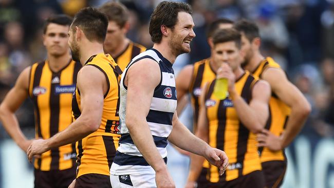 A happy Patrick Dangerfield after the win over Hawthorn.