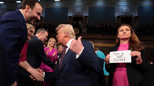 President Donald Trump arrives for his speech to a joint session of Congress. Picture: Getty