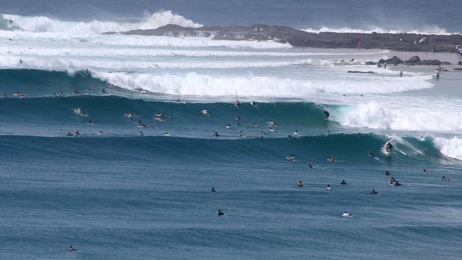 The waves just kept on rolling in on the Gold Coast. Picture Mike Batterham