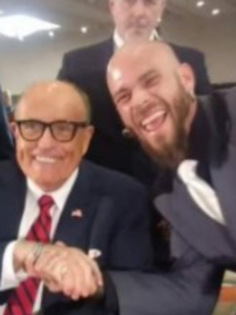 Angeli meets Rudy Giuliani in 2020. Picture: Facebook/Jake Angeli