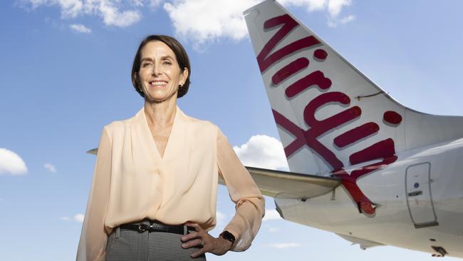 BRISBANE AUSTRALIA - NewsWire Photos MAY 20, 2021: Virgin CEO Jayne Hrdlicka visits the Virgin Brisbane terminal to announce several domestic growth opportunities in response to strengthening leisure and business travel demand. NCA NewsWire / Sarah Marshall