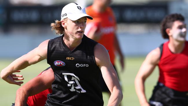 Port Adelaide’s top draftee Miles Bergman at training. Picture: TAIT SCHMAAL.