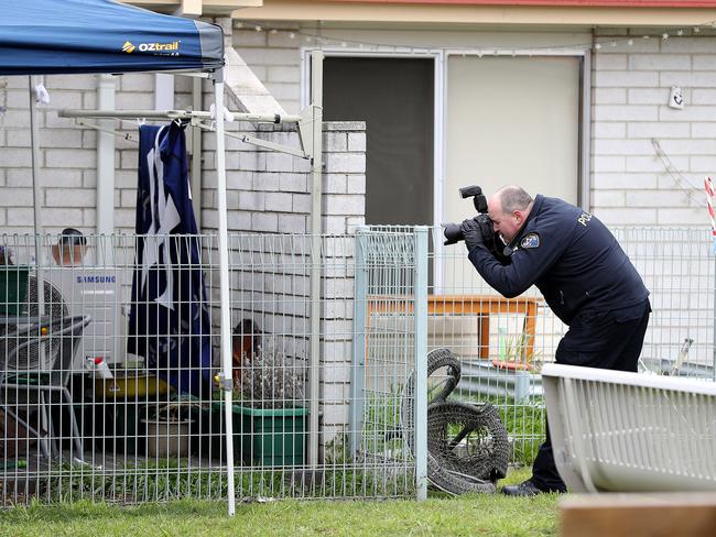 Police on the scene of the shooting in Bridgewater. Picture: SAM ROSEWARNE