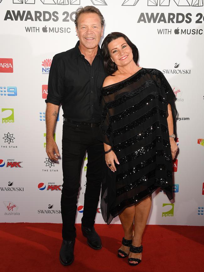 Country music star Troy Cassar-Daley and wife radio presenter wife Laurel Edwards. Picture: AAP