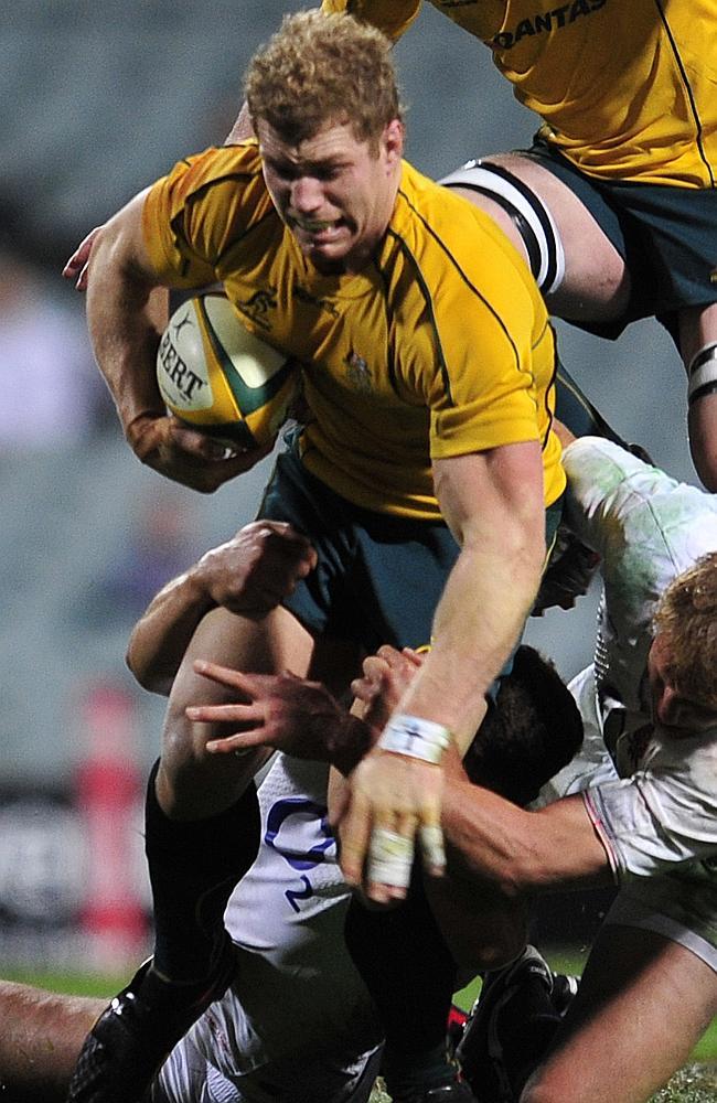 David Pocock makes a charge for the Wallabies. 