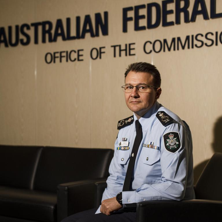 AFP Commissioner Reece Kershaw was questioned over Clearview at a parliamentary committee earlier this year. Picture: Sean Davey.