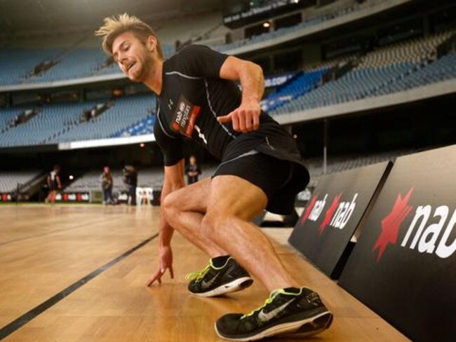 Caleb Daniel at the AFL Draft Combine, where he finished equal second in the beep test.