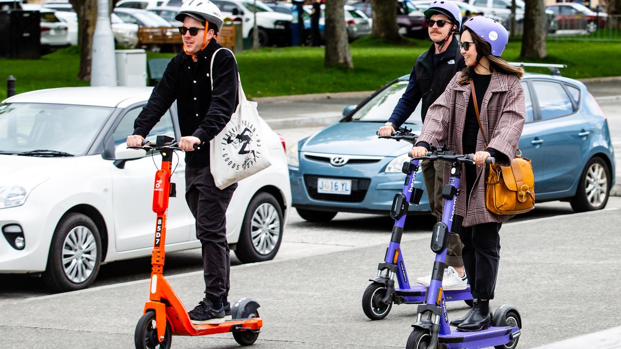 Matt, Jennifer and Sam Sweetman on e-scooters. Picture: Linda Higginson